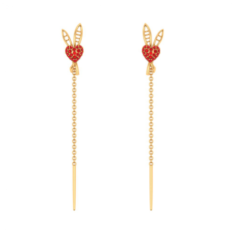 Buy 22Kt Signity Studded Modern J Tops Gold Earrings 81VH3326 Online from  Vaibhav Jewellers