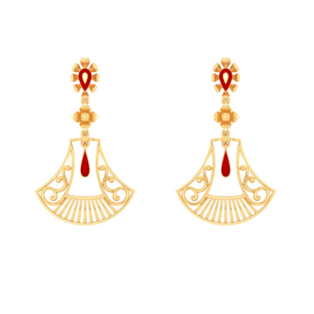 Purchase Simple 22K Gold Earrings Design Online - PC Chandra