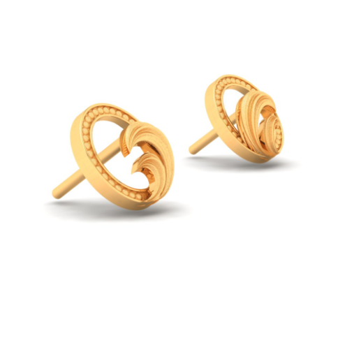 Simple Ladies Round Gold Earring