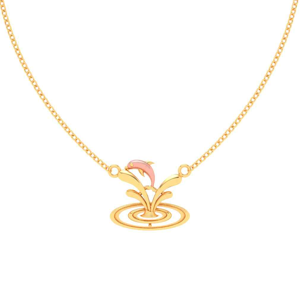 Wiley Dolphin Diamond Pendant | Gold Pendant set Designs for Girls/Women-  Dishis Jewels
