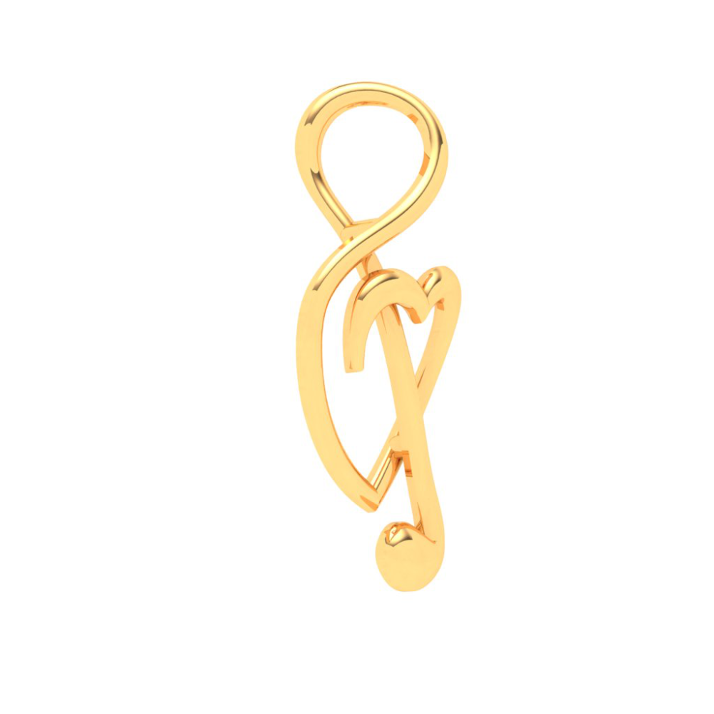 22KT Musical Note And Heart Shape Gold Pendant From Online Exclusive Collection 