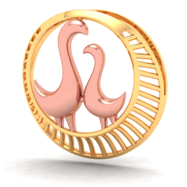 22K Gold Pendant with dainty rose gold birds from Online Exclusive Collection 
