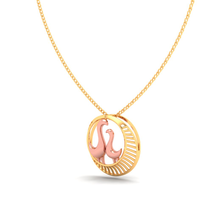 22K Gold Pendant with dainty rose gold birds from Online Exclusive Collection 