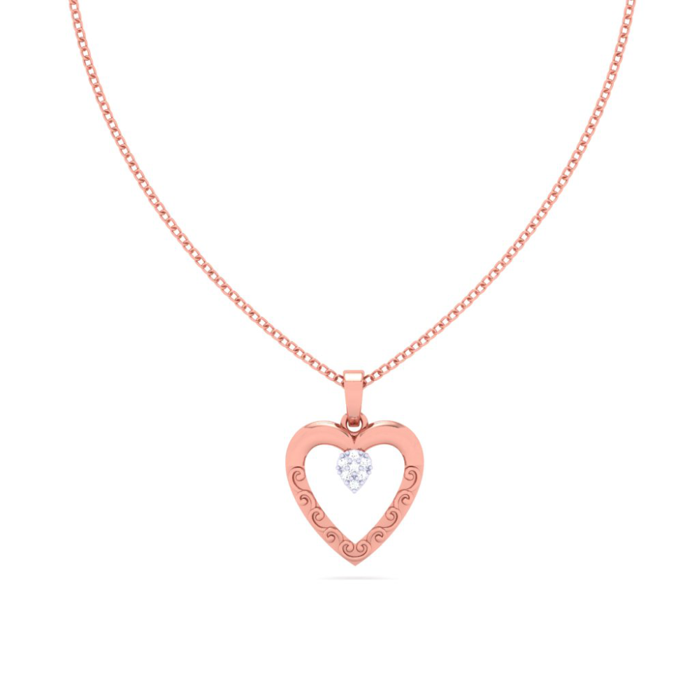 22K heart shaped gold pendant with a white stone from Online Exclusive