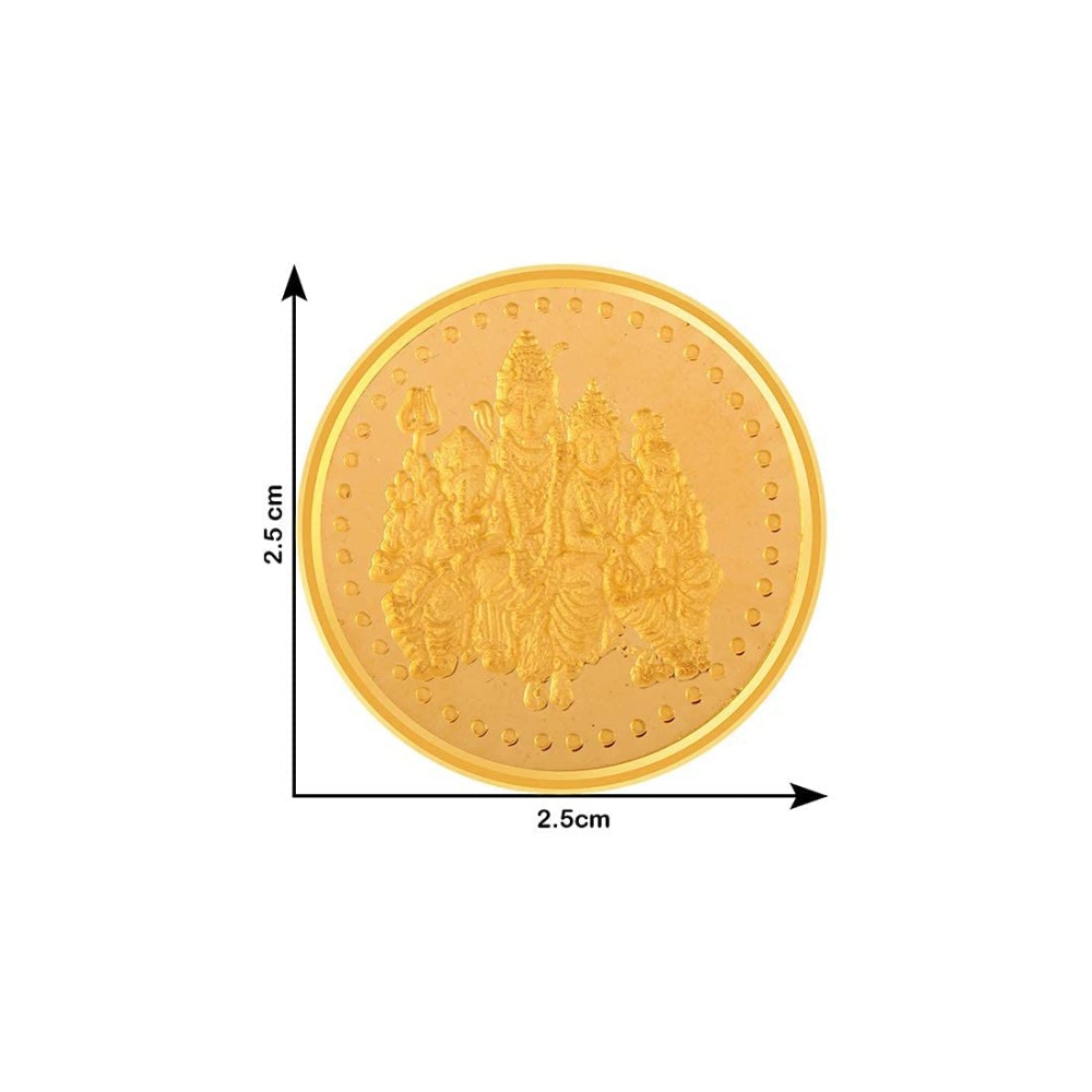 22k (916) 10 gm Shiv, Parvati, Ganesh, kartikeya Yellow Gold Coin