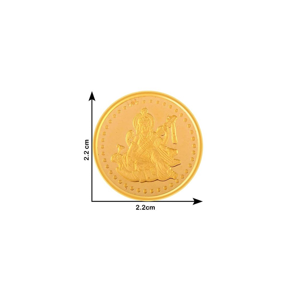 22k (916) 5 gm Saraswati Yellow Gold Coin