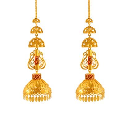 Shreyadzines Traditional Ethnic collection gold plated jhumki jhumka  earrings with attached ear chains for women : Amazon.in: Fashion
