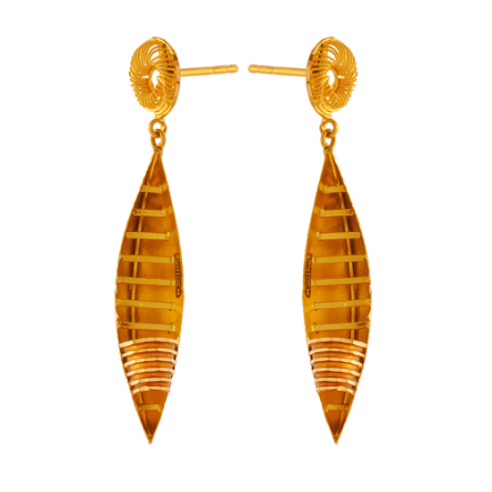 Unique boat shape 22K Gold Drop Earrings In Meenakari Style