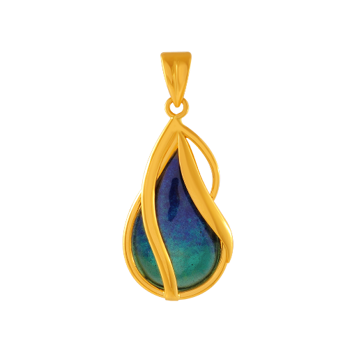 Uniquely designed 22K Gold Pendant with Blue & Green detailing