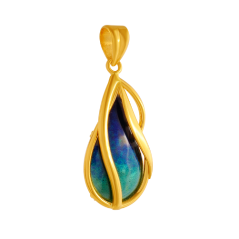 Uniquely designed 22K Gold Pendant with Blue & Green detailing