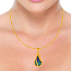 Uniquely designed 22K Gold Pendant with Blue & Green detailing