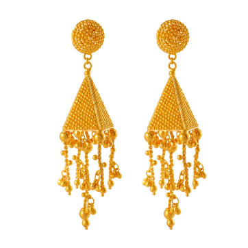 Glittery Crafted Gold Drop Earrings