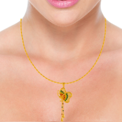 22K dainty butterfly shaped pendant with colourful wings 