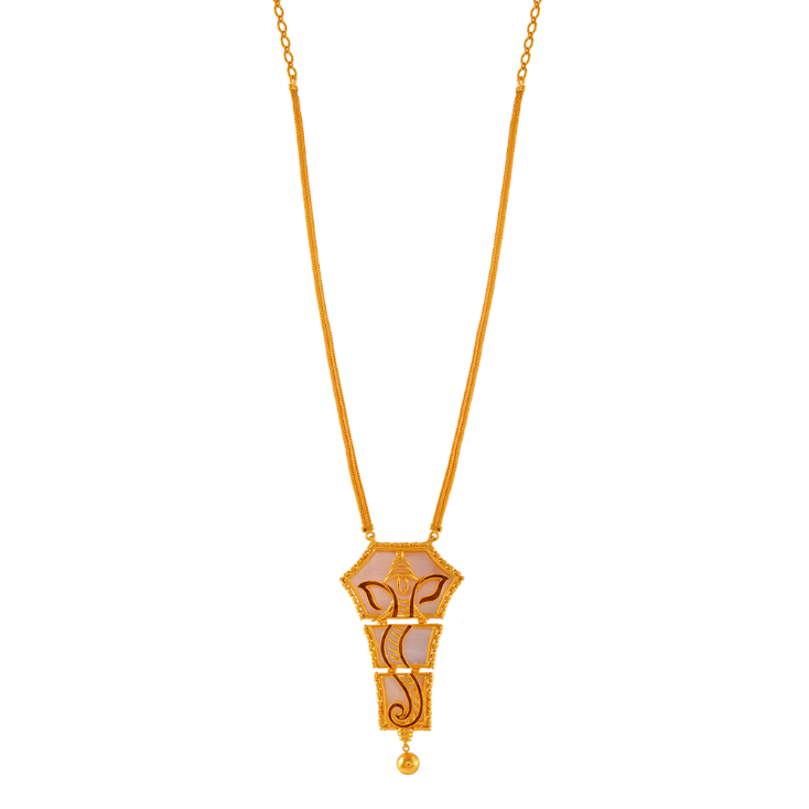 22K beautiful gold necklace with a divine motif of Lord Ganesha