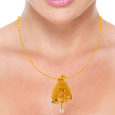 22K exquisite gold pendant in the form of an owl sitting on a branch with flowers