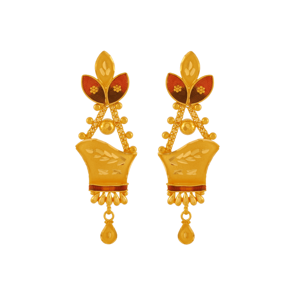 22KT Yellow Gold Drop Earrings for Women