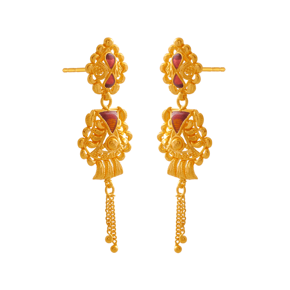 22KT Yellow Gold Drop Earrings for Women