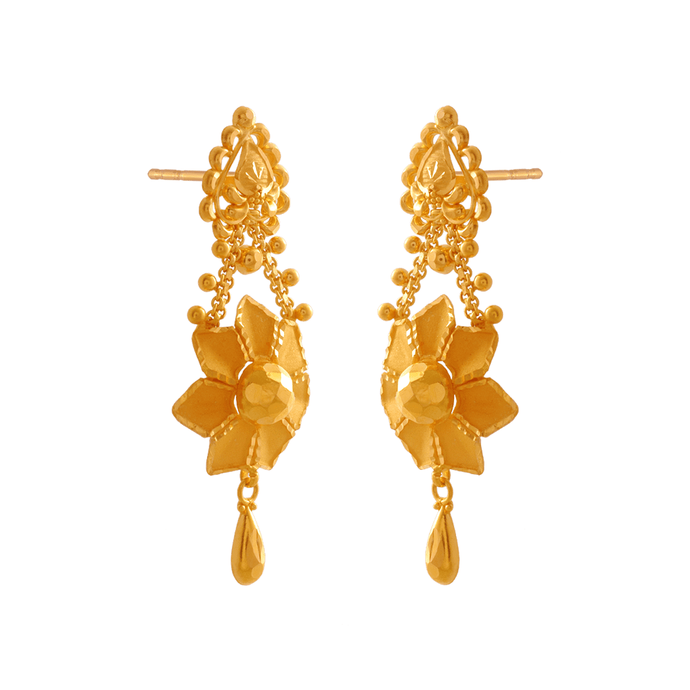 22KT Yellow Gold Drop Earrings for Women