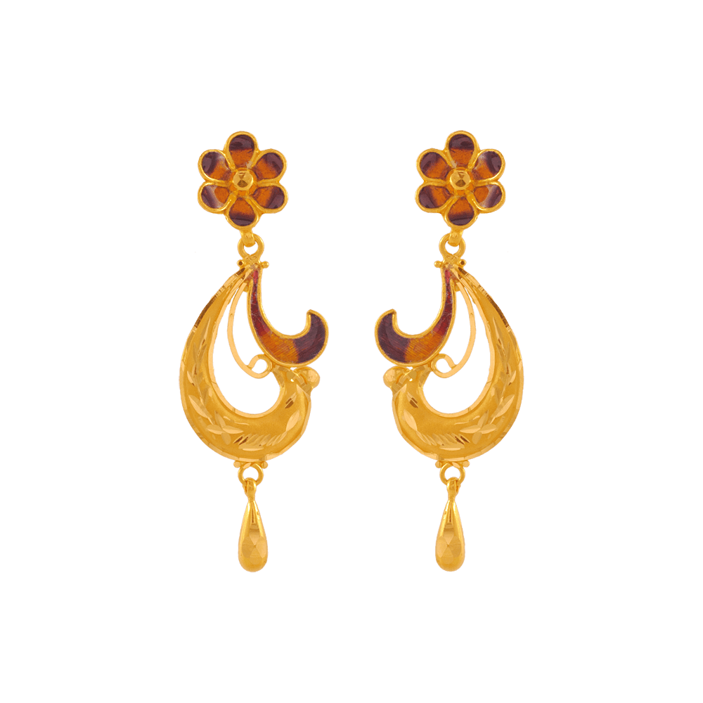 22KT Yellow Gold Drop Earrings for Women