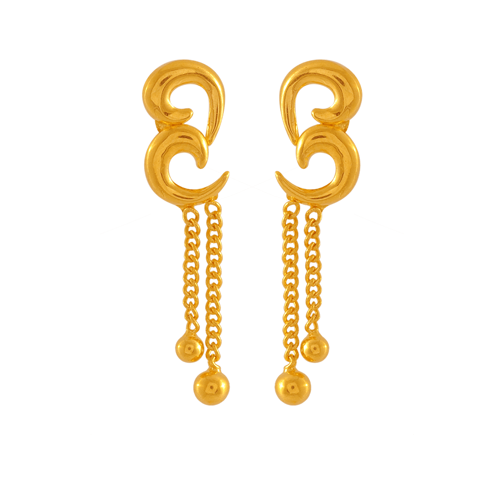 22KT Yellow Gold Drop Earrings for Women