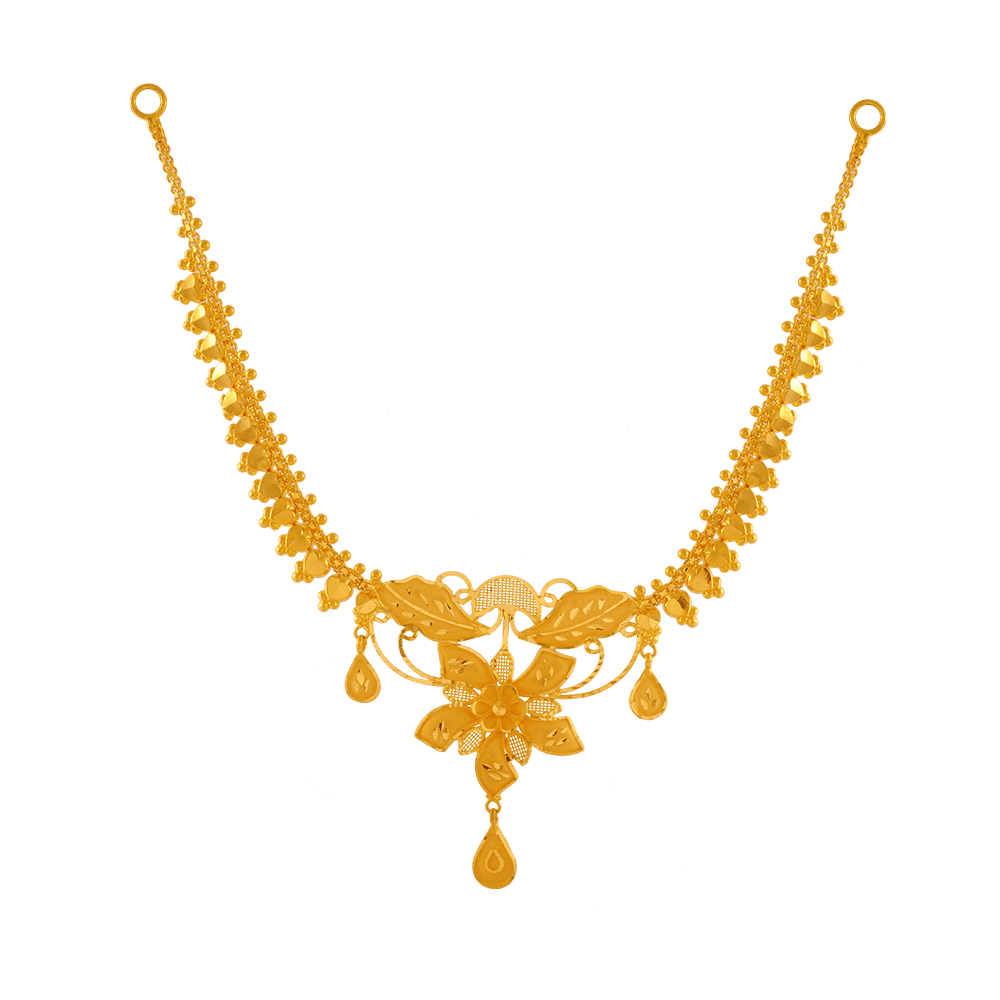 Simple Gold Flower Necklace for Women | PC Chandra Jewellers