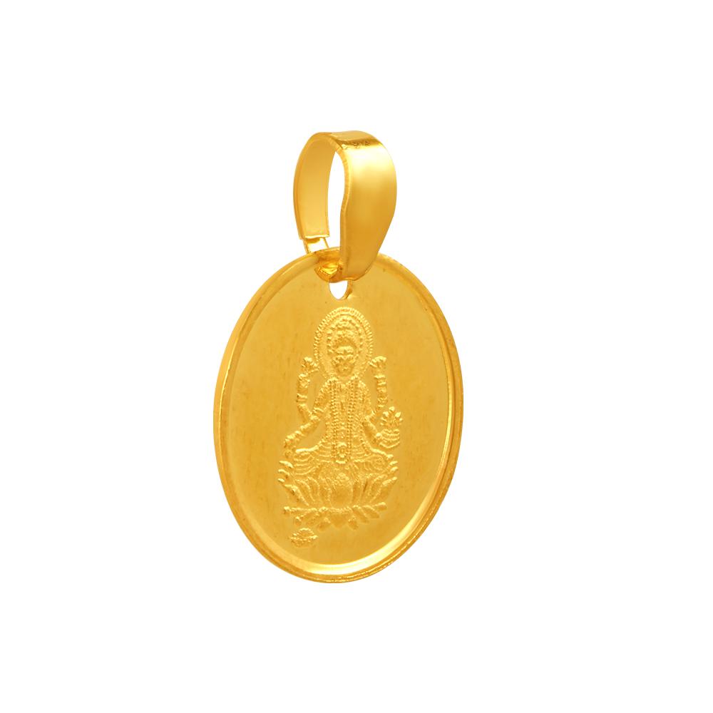 22K gold pendant with an oval shape and a Lord Brahma imagery embedded within