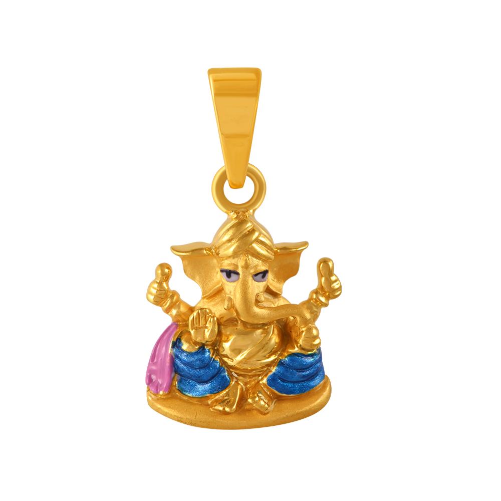 Exclusive 22K an elaborately detailed Lord Ganesha motif gold pendant ...