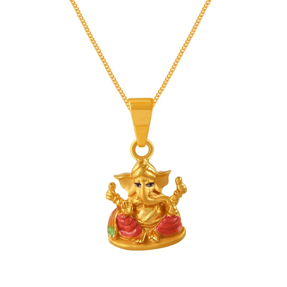 22K gold pendant with an elaborately detailed Lord Ganesha motif 