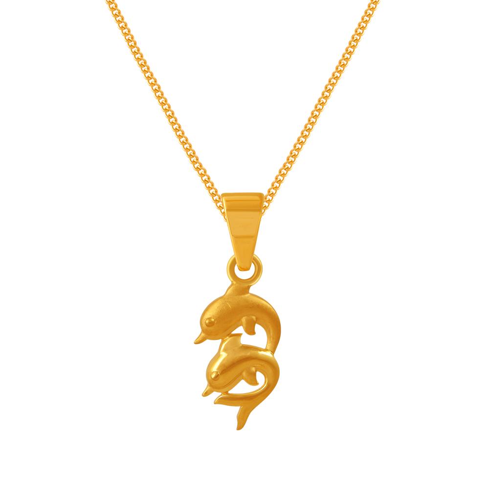 22K gold pendant with a dual dolphin motif 