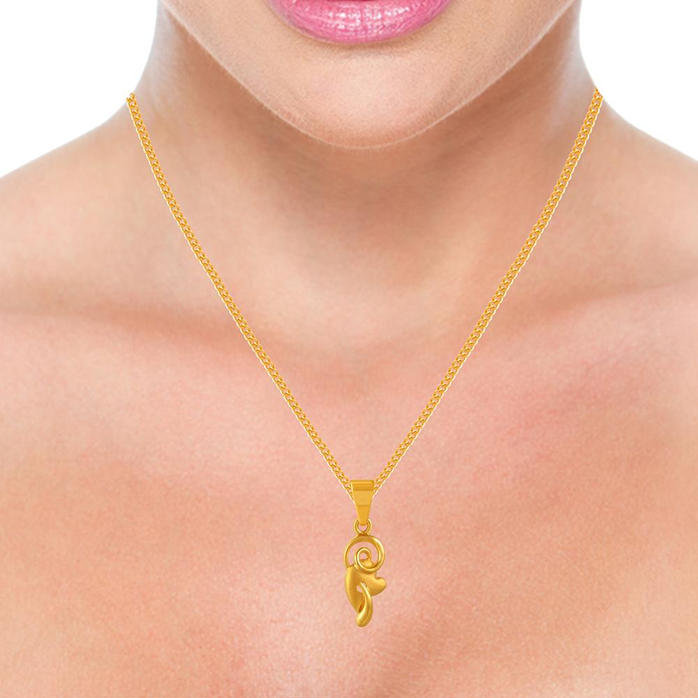 22K gold pendant with a swirling leaf design 