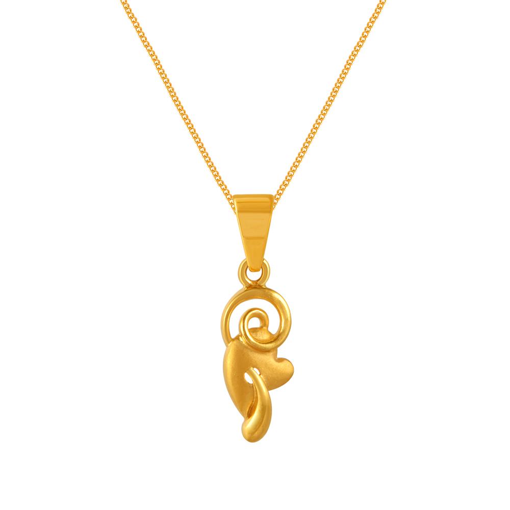 22K gold pendant with a swirling leaf design 