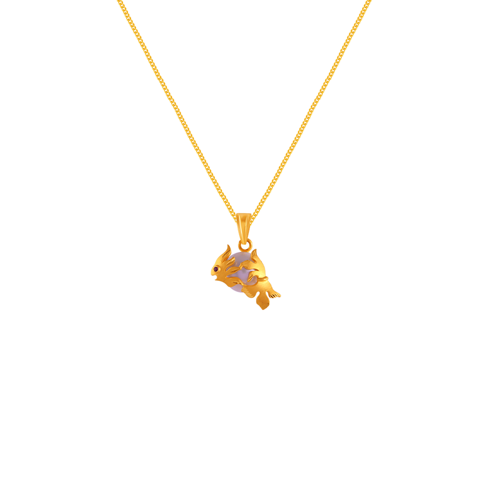 22K Gold Pendant Design For Ladies With Pearl