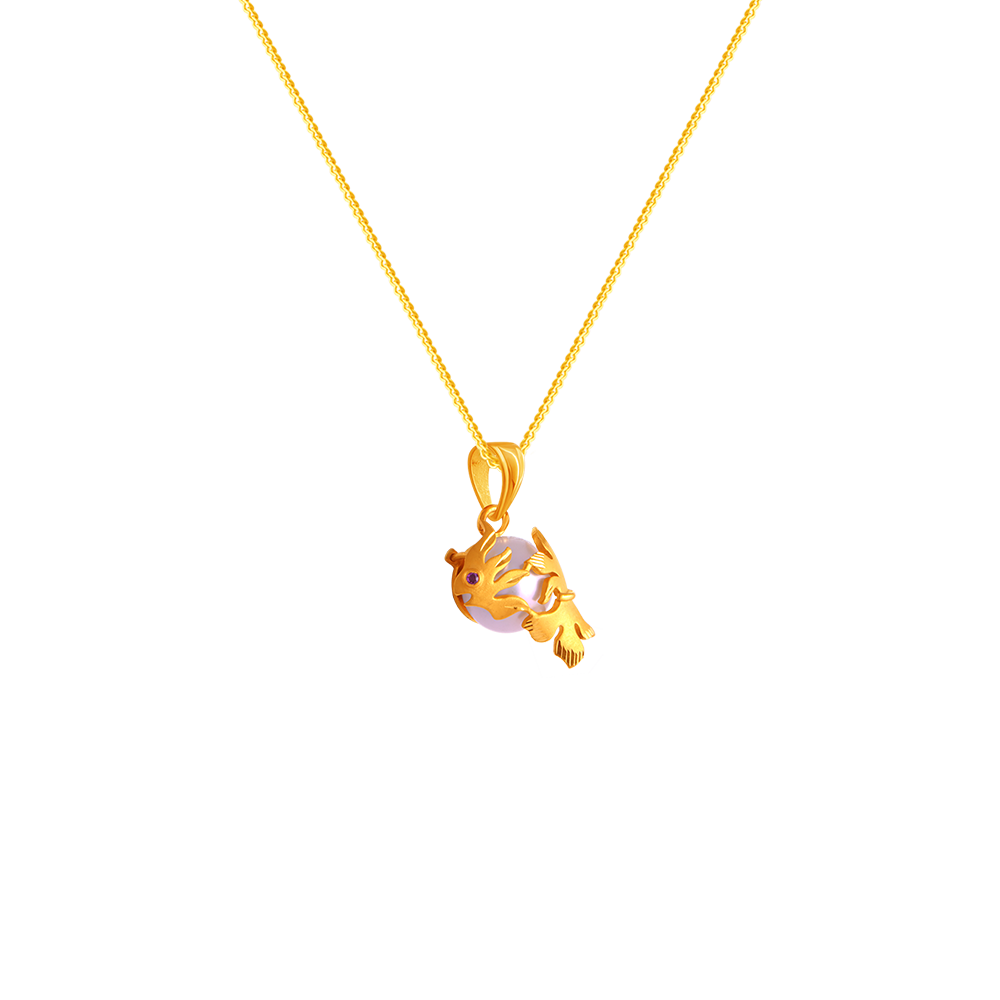 22K Gold Pendant Design For Ladies With Pearl