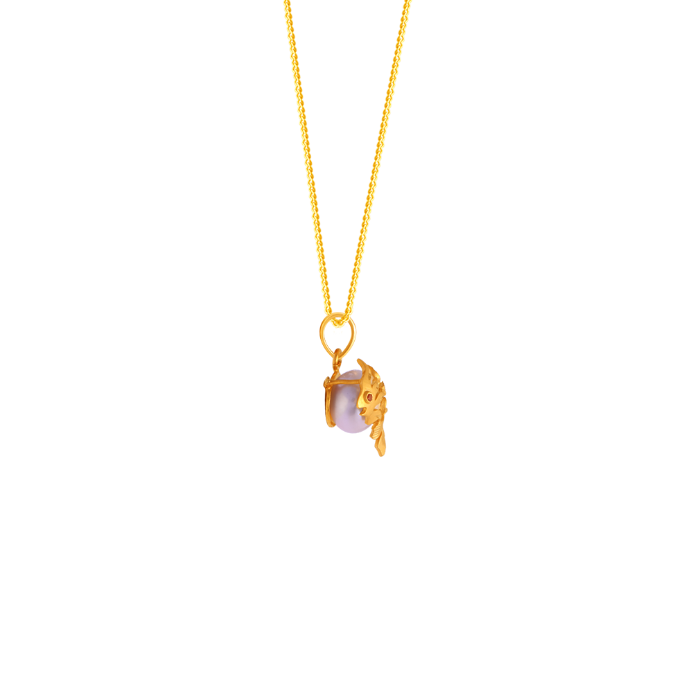 22K Gold Pendant Design For Ladies With Pearl