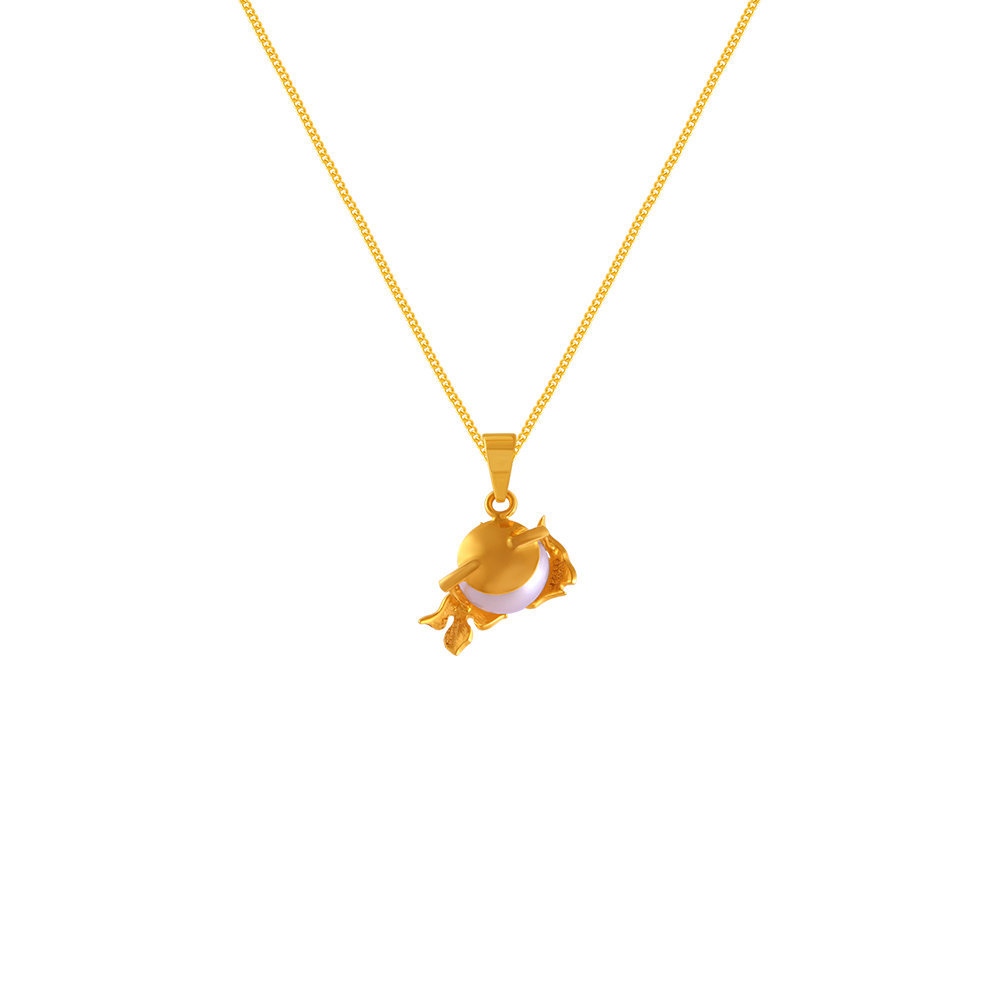 22K Gold Pendant Design For Ladies With Pearl