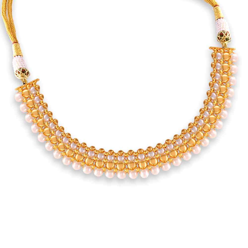 White Beads Tushi Necklace for Women