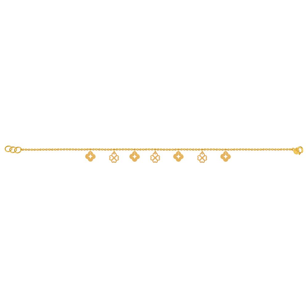 22K gold bracelet with a string of four-leaf clover motifs 