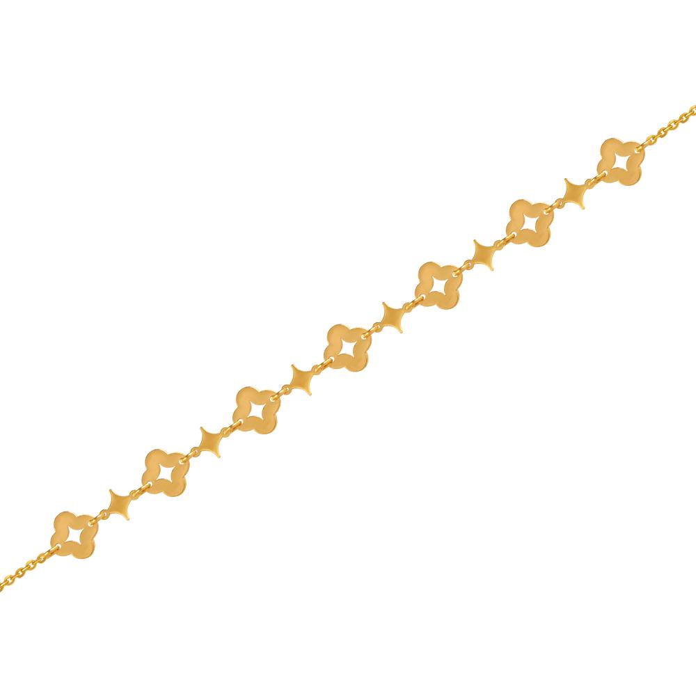 22K gold bracelet with a string of clover-inspired motifs 