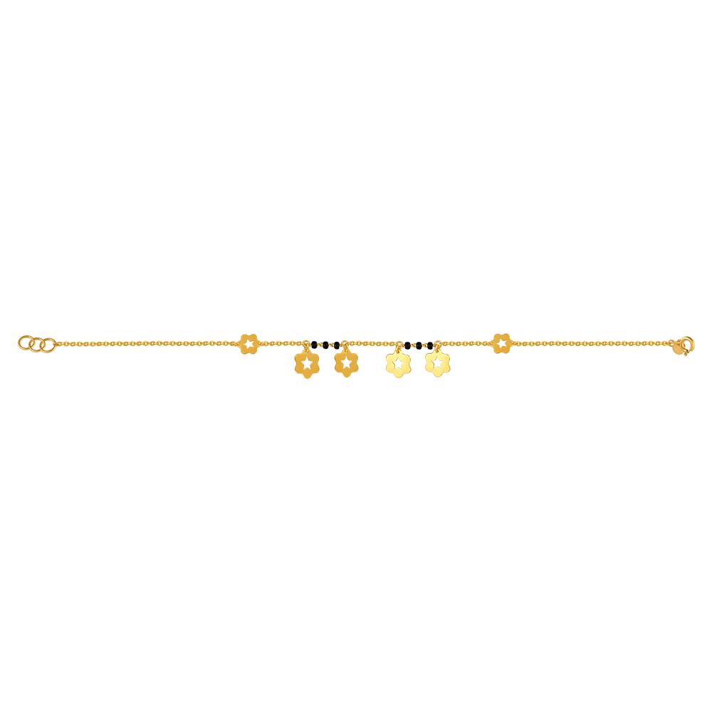 22K gold bracelet with a string of curvy edged star motifs 