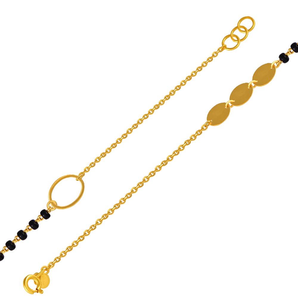 22K gold bracelet with oval-shaped motifs and beads 