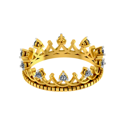 Crown Themed Gold Ring Design For Women 