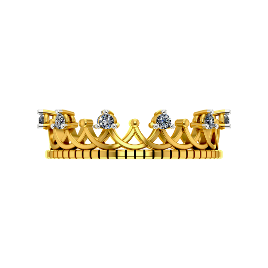 Crown Themed Gold Ring Design For Women 