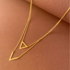 22K two layered gold chain with triangle shaped design