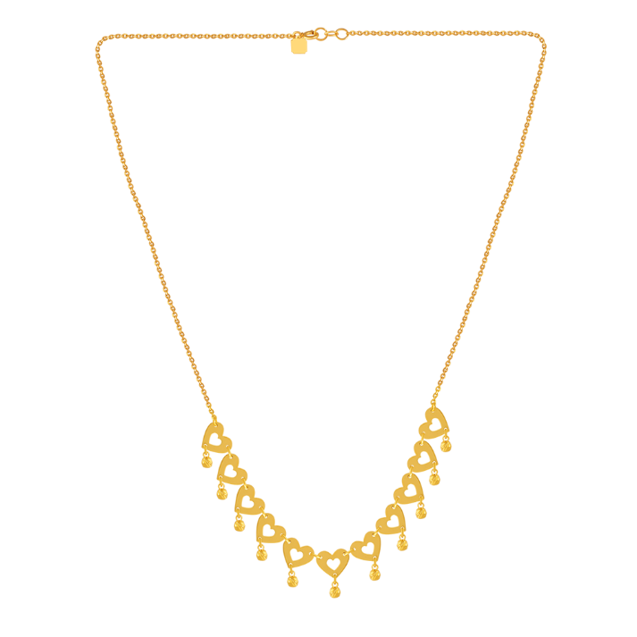 Lovely 22K Gold Necklace With Intricate Heart Details 