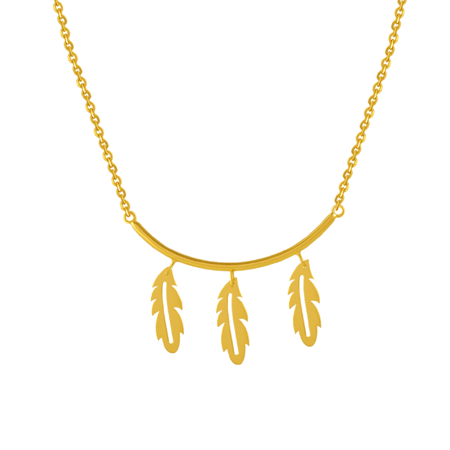 Beautiful 22K gold chain with three leaves hanging from the centre