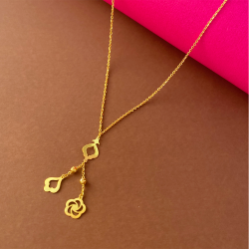 A beautiful 22K gold chain adorned with floral and other delicate designs