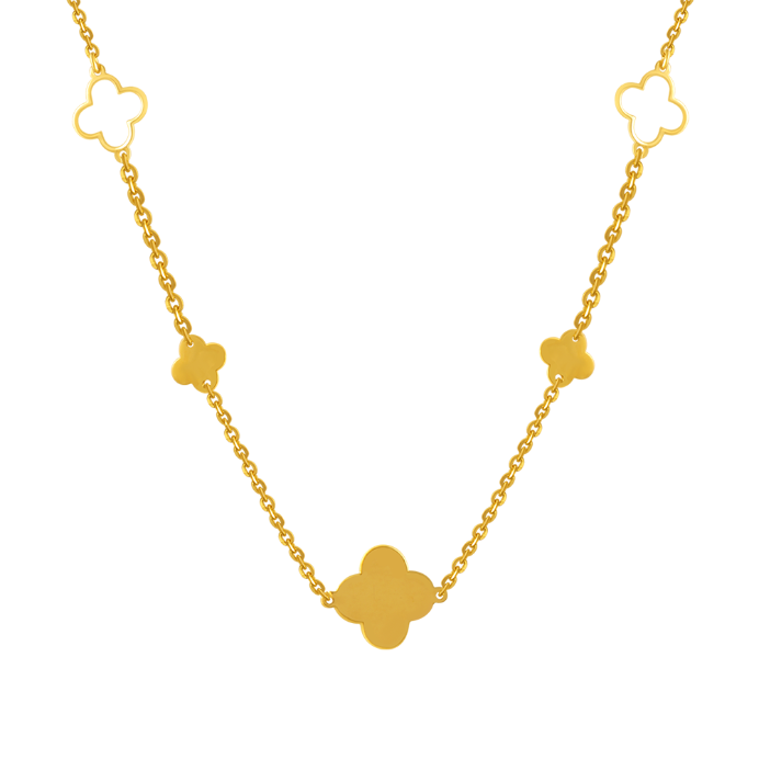 22k gold chain adorned with unique floral design 