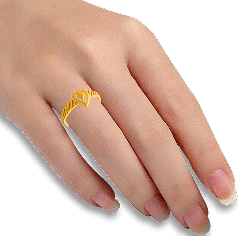14k Real Solid Yellow Gold Double Heart Ring, 14k Solid Gold Women Heart  Ring, Heart Symbol Gemstone Gold Ring for Women, Gift - Etsy
