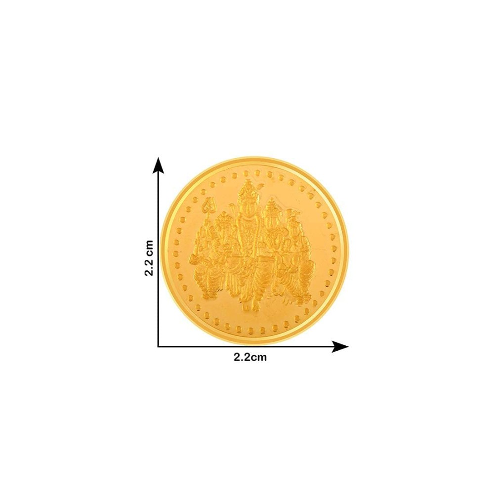 24k (995) 5 gm Shiv, Parvati, Ganesh, kartikeya Yellow Gold Coin