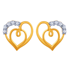 Loop Style Heart Shape 14K Gold Earrings
